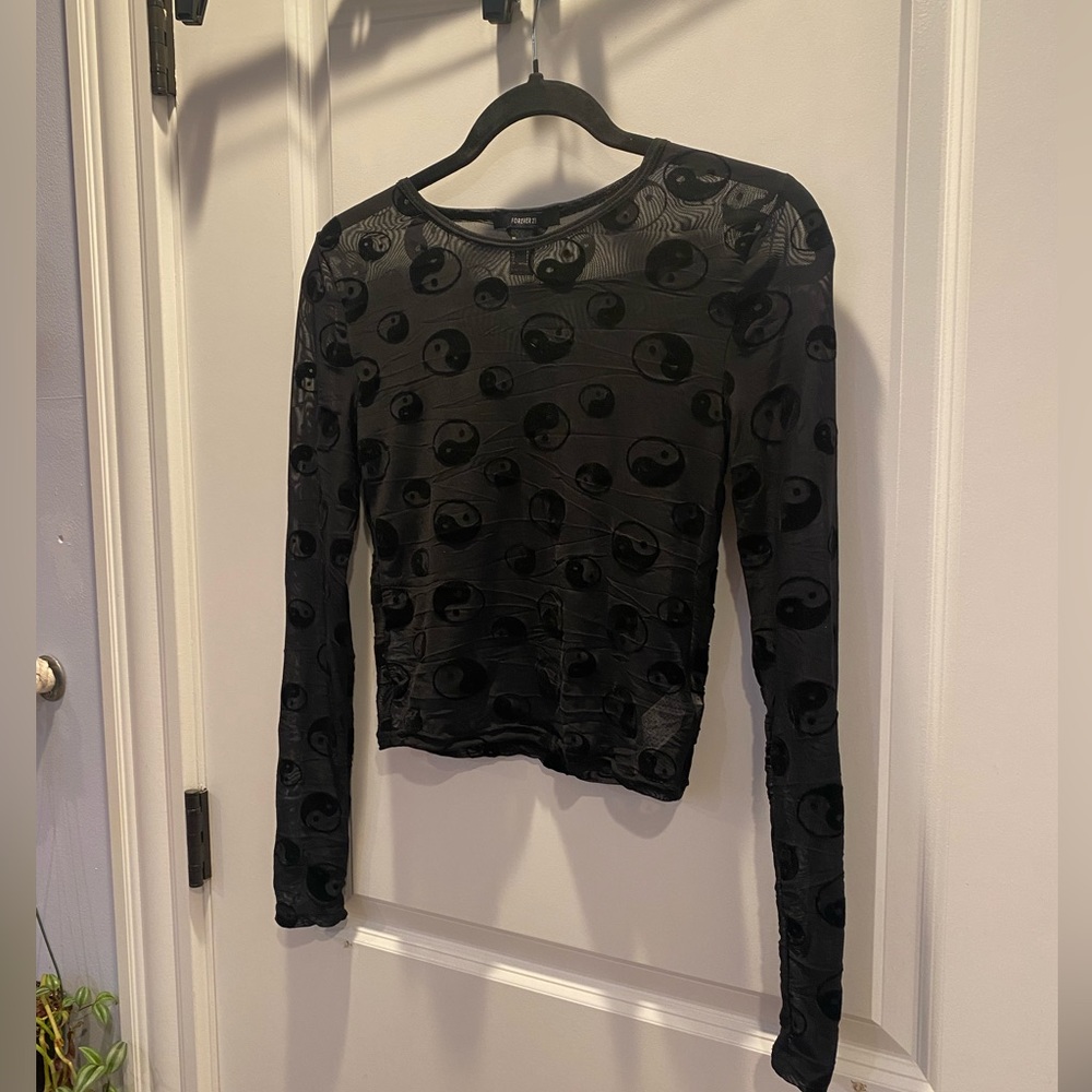 BRAND NEW Yin & Yang black sheer mesh long sleeve.